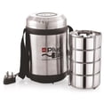 thumbnail image 1 of Electro Electric Stainless Steel Lunch Box With 4 Containers - Silver | Shock Proof Outer Container - Safe On/off Indicator, Energy Efficient, 1 of 5
