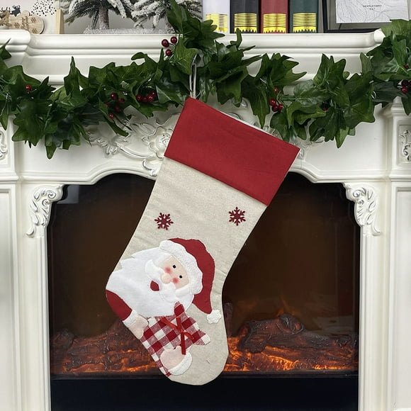 Christmas Stocking Large Xmas Stocking, Non-woven Fabric Flannel Stocking for Christmas Decoration and Family Holiday Party Decor
