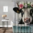 thumbnail image 2 of Chilfamy Funny Highland Cow Shower Curtain Pink Fashion Bull Floral Cute Bathtub White Plaid Farmhouse Western Country Animal Bathroom Decor Fabric Polyester Waterproof White, 2 of 7