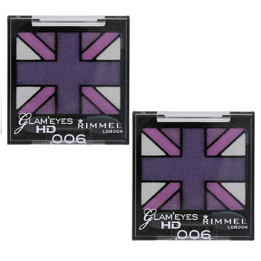 Rimmel London Glam Eyes HD Quad Eye Shadow in Purple Reign 006, Pack of 2
