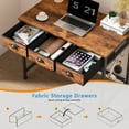 thumbnail image 6 of Satifur Computer Desk with Drawers & Hooks, 40" Writing Desk with 3 Fabric Drawers for Bedroom, Home Office, Rustic Brown, 6 of 8