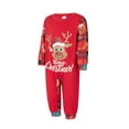 thumbnail image 3 of Family Matching Christmas Pajamas Sets Long Sleeve Letter Print Tops + Striped Pants/ Long Sleeve Jumpsuit Loungewear Set, 3 of 10