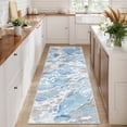 thumbnail image 1 of DEXDE 2x6 Runner Rug Washable Modern Abstract Non Slip Low Pile Throw Rugs Soft Indoor Carpet for Hallway Kitchen Bedroom Bathroom Laundry Entrance, Bedside Living Room, Blue, 1 of 8