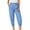 Blue, variant on aidice Summer Pants for Women Capris Casual Button Zip Elastic Waisted Cropped Jogger Pants with Pockets