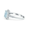 thumbnail image 7 of Halo Radiant Cut Wedding Ring Aquamarine CZ 925 Sterling Silver Size 8, 7 of 7