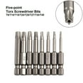 thumbnail image 3 of 1Pc 50mm Torx Screwdriver Bit 1/4 Hex Shank Magnetic Five-Point Torx Screwdriver Bit with Hole T8-T40 Screw Driver Bit Hand Tool T8, 3 of 9