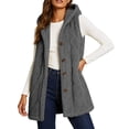 thumbnail image 2 of Homenesgenics Plus Size Jackets for Women Fall/Winter Versatile Reversible Fleece Sleeveless Hooded Vest; Sleeveless Hooded Casual Coat/Outerwear Gray XXXXL, 2 of 9
