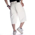 thumbnail image 4 of Ruiatoo Baggy Jeans Shorts for Men Denim Hip Hop Loose Fashion Skateboard Pants White (108-1,Size 32), 4 of 5