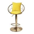 thumbnail image 4 of Velvet Bar Chair Set of 2, Pure Gold Plated Dining Room Chairs with Golden Metal Leg, 360 Degree Rotation Adjustable Height Kitchen Chairs, Suitable for Dinning Room and Bar, Yellow, 4 of 7