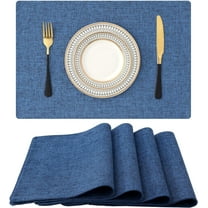 Cloths Placemats for Dining Table Set of 4, Heat Resistant Washable Cotton Linen Blend Table Mats, Easy to Clean Non-Slip Place Mats, 13" x 19", Blue