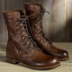 thumbnail image 5 of Botas de tobillo de motocicleta punk retro para hombre con cordones zapatos de combate, 5 of 5