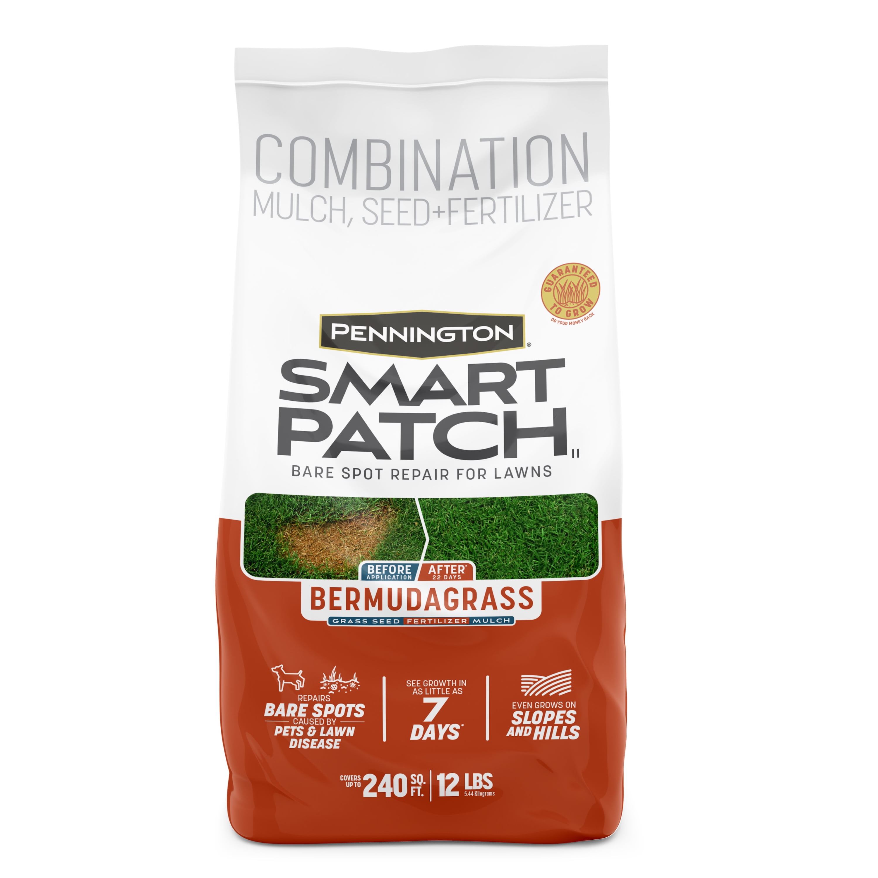 Pennington Smart Patch Bermuda Grass Seed Mix, for Full Sun Grasses, 12