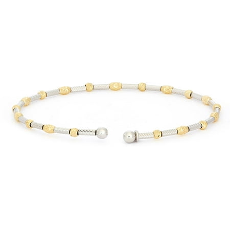 Giuliano Mameli Sterling Silver 14kt Yellow Gold- and Rhodium-Plated Bracelet with Round and Oval Faceted Beads