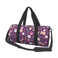 thumbnail image 2 of Xecao Cute Squirrel Floral print Round Travel Duffel Bag is a foldable gym bag with an inner pocket, perfect for travel sports, 2 of 8