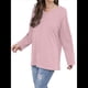 thumbnail image 2 of Blusas de Mujer de Larga con Cuello en V, Túnicas Casuales, Camisas Básicas, Blusas Holgadas Rosa XL, 2 of 7