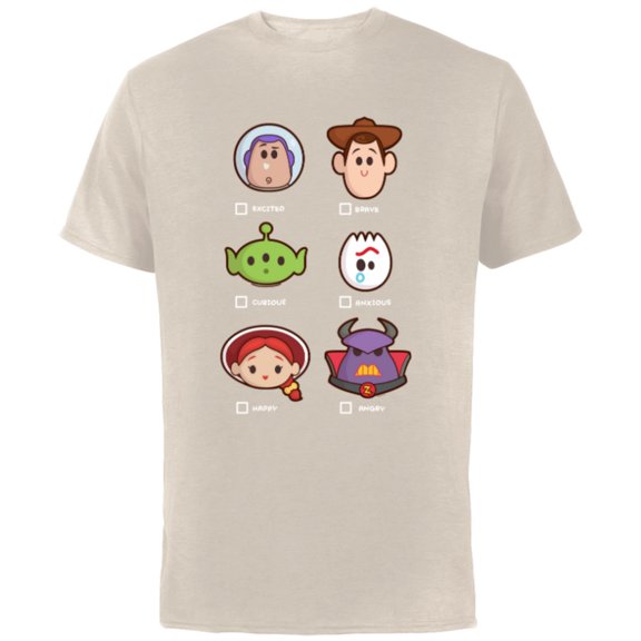 Disney and Pixar’s Toy Story Emoji Moods - Short Sleeve Cotton T-Shirt for Adults - Customized-Natural