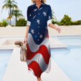thumbnail image 3 of USA Red White and Blue Stars and Stripes American Flag Patriotic Design Long Sleeved Shirt Dress dresses with long sleeves, 3 of 6