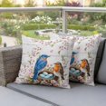 thumbnail image 4 of Spring Birds Pillow Covers 2 Pack Watercolor Bird Nest Eggs Pink Floral Leaf Plant Wood Grain Pillowcase Waterproof Outdoor Throw Pillow Cover for Patio Garden Square Cushion 26”x26”, 4 of 9