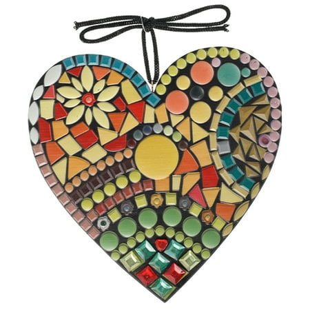 

Garden Mosaic Heart Colorful Mosaic Heart Hanging Ornament Resin Mosaic Heart Crafts Romantic Retro Mosaic Heart Pendant Autumn Decorations for Home Garden Courtyard Front Door Window