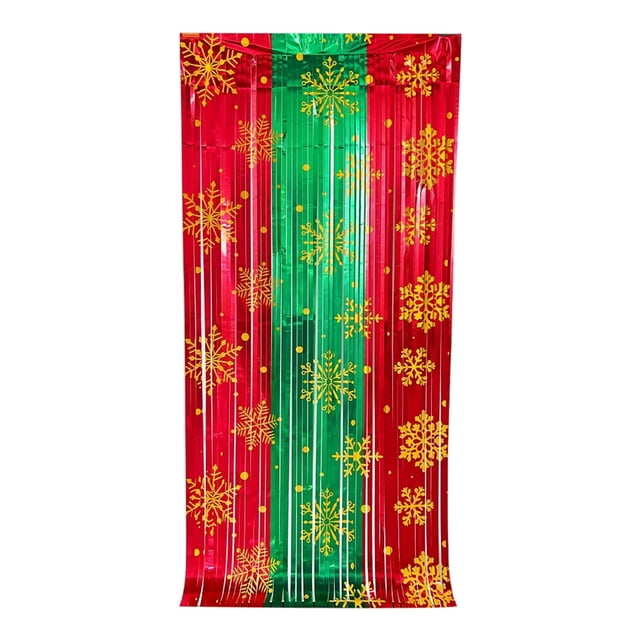 Cameland 2pc Set 39x79in Window Curtains Christmas Snowflake Curtains For Parties Christmas Winter Holidays Winter Photos Booth Props Background Streamers