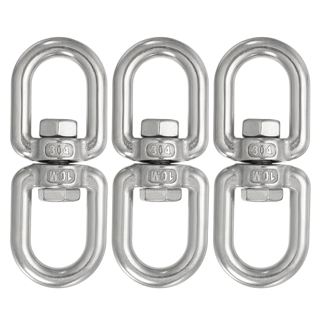 Gancho giratorio doble Uxcell, anillo giratorio de acero inoxidable 304, gancho de ojo a ojo de doble extremo colgante rotativo M10