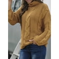 thumbnail image 5 of Asyoly Women Turtleneck Cable Knit Sweater Winter Long Balloon Sleeve Solid Color Casual Loose Oversized Chunky Pullover Cute Jumper Warm Tops S-XXL, 5 of 8