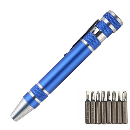 

8 In 1 Precision Pen Screwdriver Repair Pen Tool Alloy Precision Gadget for Home Improvement Computer Screwdriver Set Pen blue
