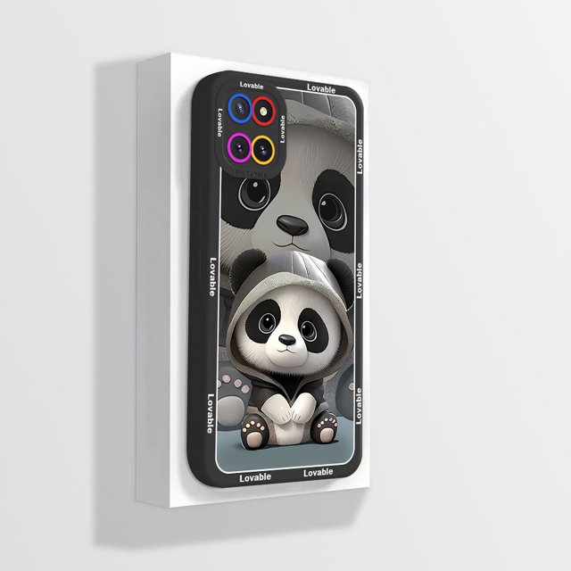 Silicone Case For Samsung Galaxy Note 10 Note10 Lite Cover Cute Panda Liquid Fundas For Samsung Note 10 Lite SM-N770F Phone Case BlackA11 For Note 10 Lite