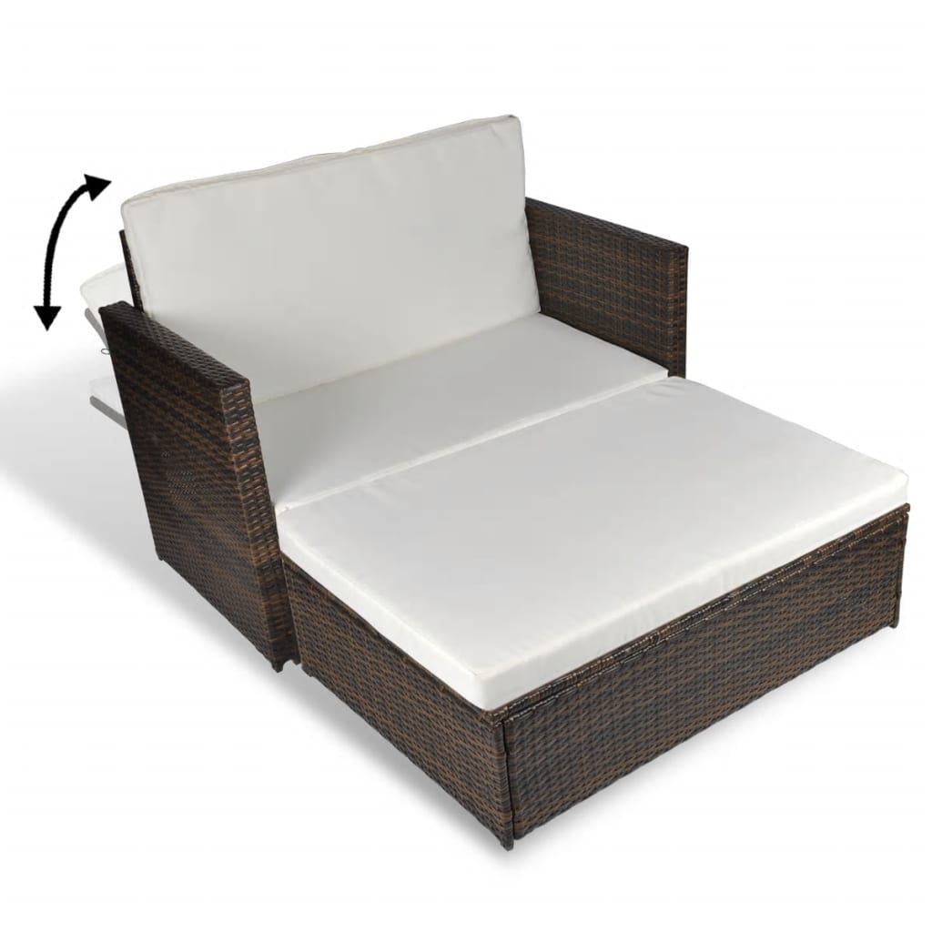 Kepooman 2 PCS Outdoor Patio Rattan Lounge Set, Balcony Corner Middle Sofa Set for Garden, Brown