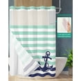 thumbnail image 3 of No Hook Shower Curtains, Anchor Auqa Extra Long Bathtub Curtains with Snap in Liner, Modern Navy Blue White Striped Nautical Waterproof Washable Fabric Bathroom Shower Curtain Sets, 72" x 96", 3 of 7