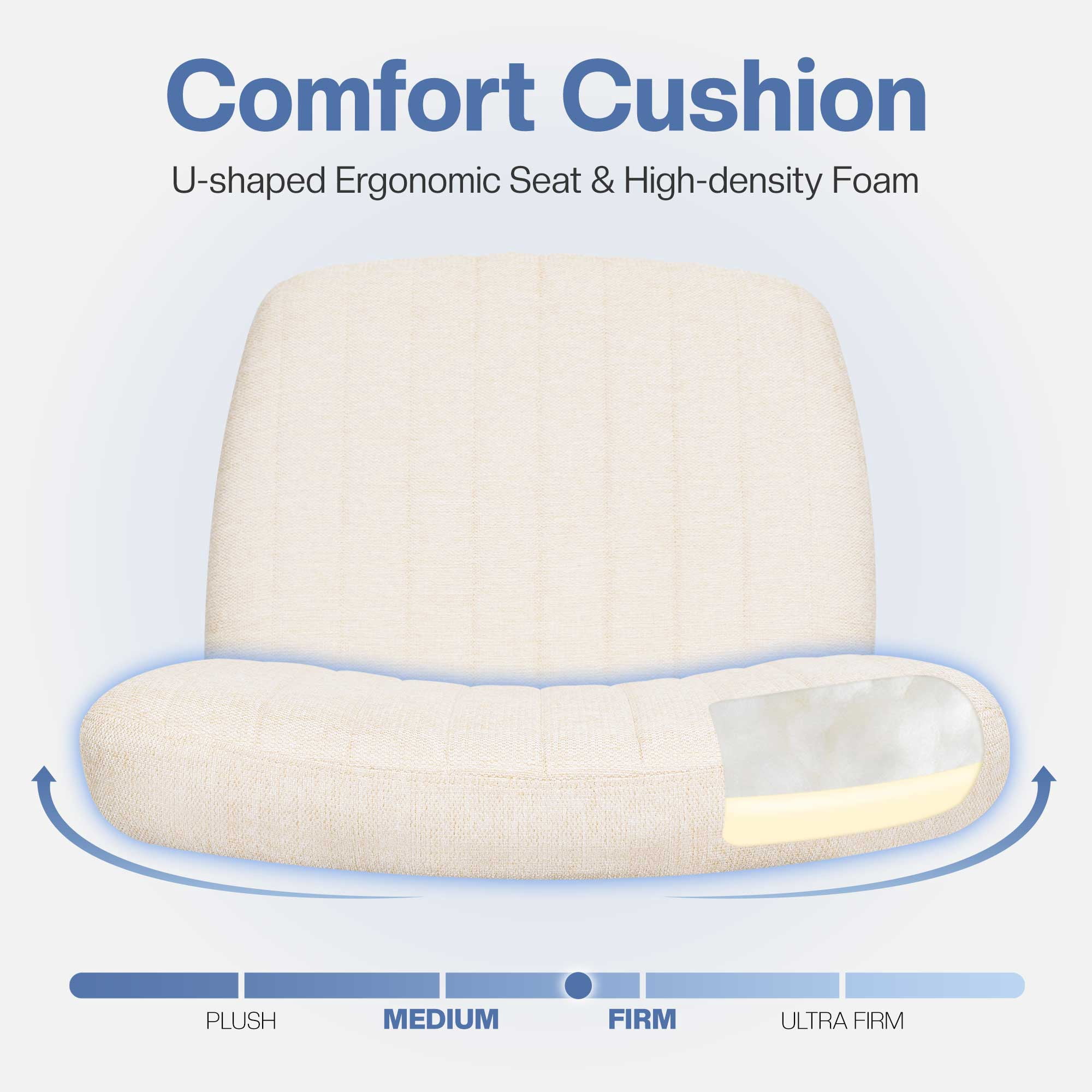 Celtoss Criss Cross Home Office Chair, Fabric Armless Swivel Task Computer Chair with Wheels, Beige