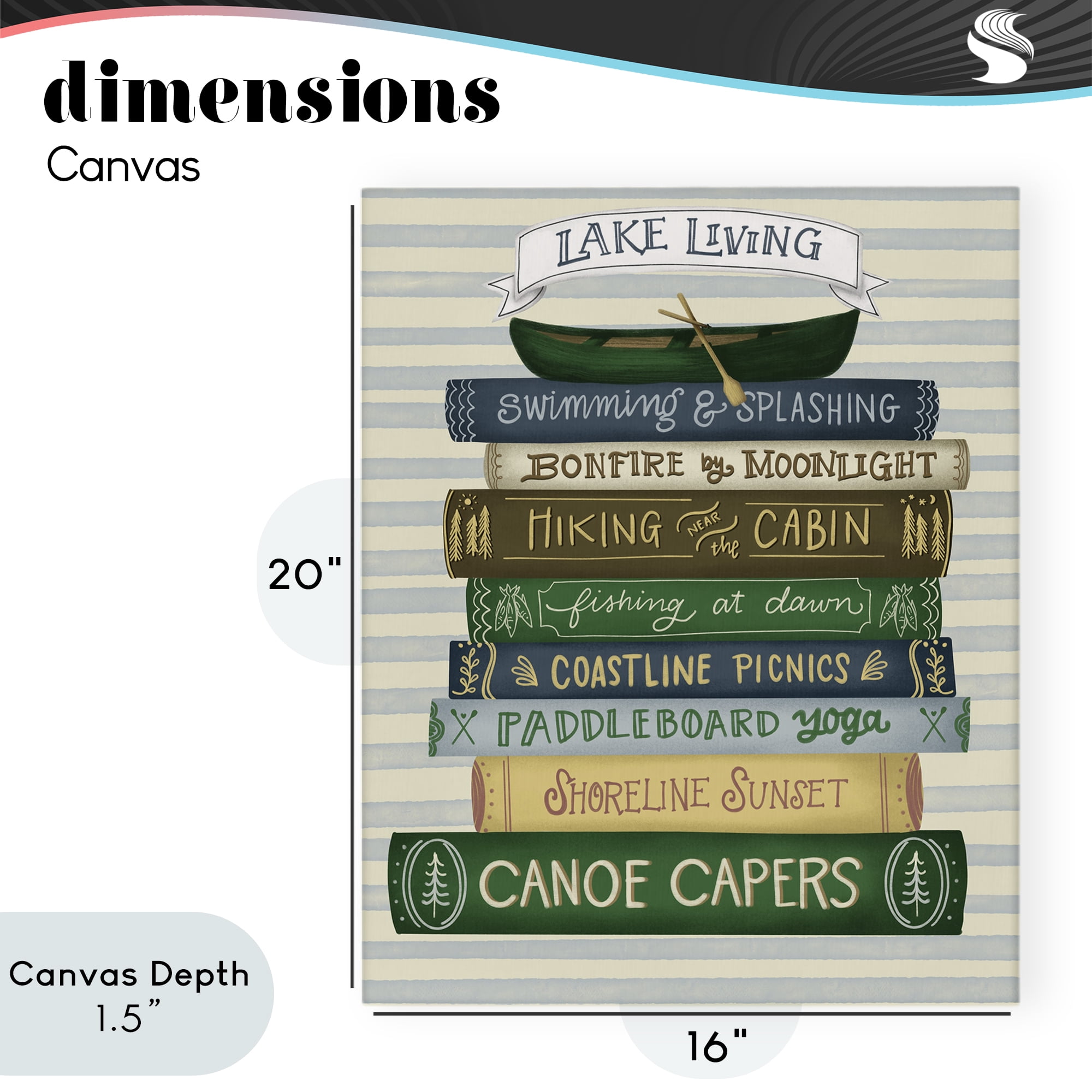 Stupell Industries Lake Living Books Canvas Wall Art, design by Giao Williams