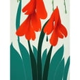 thumbnail image 1 of Modern Abstract Crimson Red Bloom Wild Flowers Teal Leaves on White Unframed Wall Art Print Poster Home Decor Premium, 1 of 4