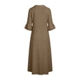 thumbnail image 5 of Sokhug Women's Maxi Dress Cowl Neck 3/4 Ruffle Sleeve Cotton Blend Summer Solid Color Midi Dress with Pockets, 5 of 7