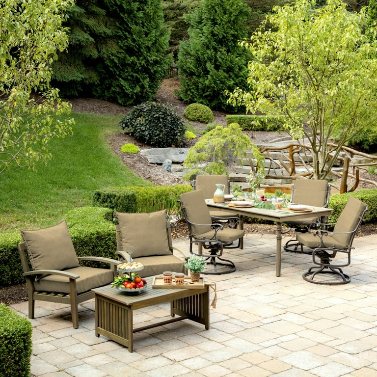 Arden Selections Outdoor Deep Seat Cushion Set UV Resistant 24 x 24 in Tan Hamilton Olefin with EverLuxe Fill Walmart