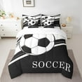 thumbnail image 2 of Erosebridal Boys Soccer Comforter Set Twin 7 Pcs,Football Black White Geometric Stripes Bedding Set For Kids,Soccer Ball Game Sports Theme Bed In A Bag With Comforter Sheets, 2 of 5