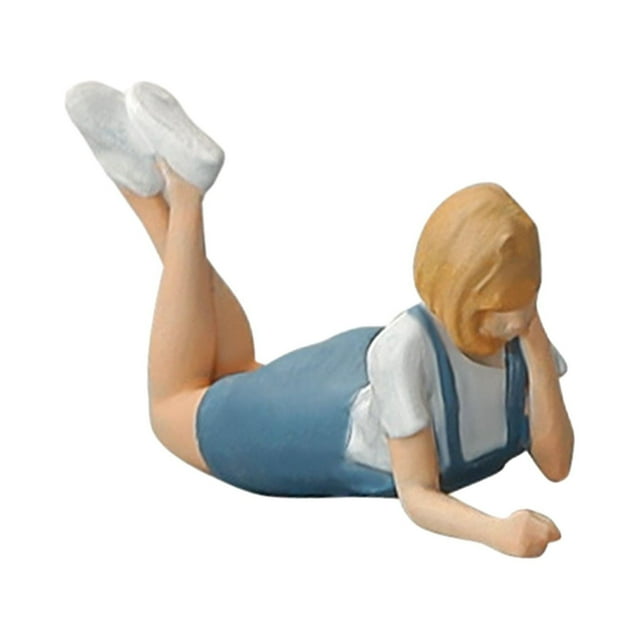 Personas pintadas a escala 1/64, personaje de resina de personas pequeñas para modelo de construcción arquitectónica, micropaisaje de diseño de tren mujeres propensas a mentir Baoblaze Figuras de personas
