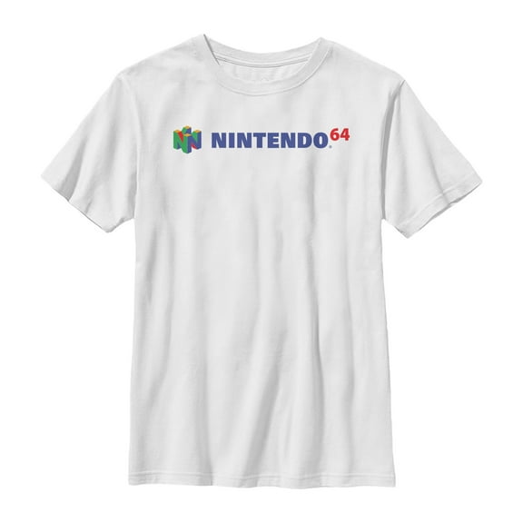 Boy's Nintendo Classic N64 Logo Text Graphic Tee White Small