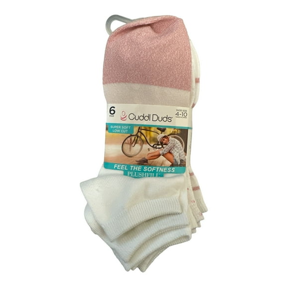 Cuddl Duds Women's 6-Pairs Super Soft Low Cut Socks (Pearl, 4-10)