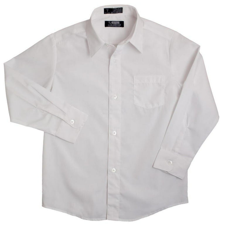 French Toast School Uniform Toddler Boys 2T 4T Long Sleeve Poplin Dress Shirt 34135 White 4T