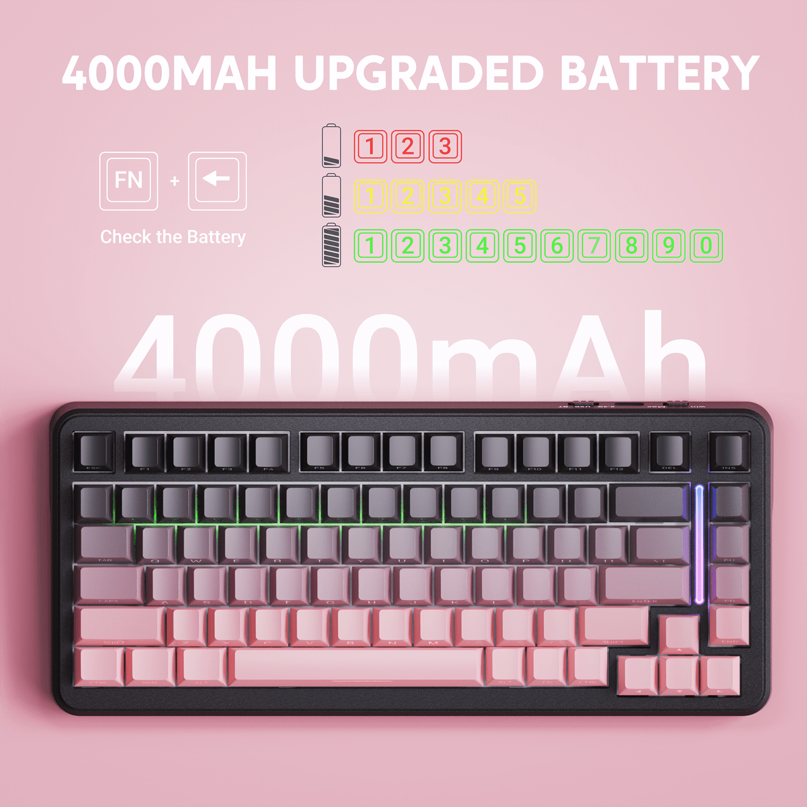 ATTACK SHARK M86 82 Keys Wireless Mechanical Keyboard, 75% Gasket Hot Swappable Custom Keyboard, Side Printed PBT Keycaps, RGB Backlit, Pre-lubed Switches, BT/2.4GHz/ Wired Mechanical Gaming Keyboard