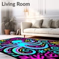 thumbnail image 2 of ODIKA 8'x10' Machine Washable Non-Slip Area Rug, Vibrant Octopus with Whimsical Coral Wave Motifs and Artistic Swirls High Traffic Rug with Pad, Pink, 745474, 2 of 8