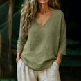 thumbnail image 2 of Vmvidoty Boho Clothes for Women 3/4 Length Sleeve Size S-5XL 12+ Colors Tees For Women Solid Color Loose Summer Classic T-Shirt Army Green L, 2 of 7
