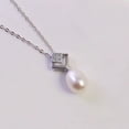 thumbnail image 2 of Collar de perlas de agua con gotas de perlas naturales, colgante geométrico en plata de ley 925, 2 of 3