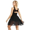 thumbnail image 2 of Jizyo Women V-Neck Chiffon Ballet Dance Dress Gymnastics Leotard Dress Lyrical Dance Costumes Black XL, 2 of 7