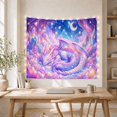 thumbnail image 5 of Moon Stars Sleeping with Dragon Curled Horizontal Pose, Mystical Fantasy for Space Lovers, Galaxy Room Decor, Housewarming Gift, Tapestry Wall Hanging for Bedroom and Dorm, 5 of 7
