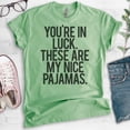 thumbnail image 2 of You're In Luck There Are My Nice Pajamas T-shirt, Unisex Women's Men's Shirt, Lazy Day Funny Pajama Shirt, Heather Apple Green, Large, 2 of 6
