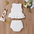 thumbnail image 5 of LMTODLFG Baby Girl Clothes Baby Girls Sleeveless Ruffle Solid Tops+Shorts Outfits Clothes Baby Girls' Clothing White 6-9 Months, 5 of 9