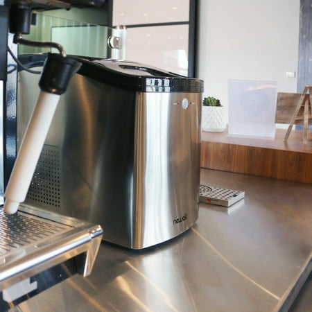 NewAir - 40 lb Portable Ice Maker with Nugget Ice Production - Stainless steel