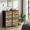 thumbnail image 6 of Boho Dresser for Bedroom with 4 Storage Drawers wavy Ethnic tribal motifs Colorful african print for textiles Dressers Chest of Drawers Steel Framed Fabric Closet Organizers for Entryway, 6 of 7